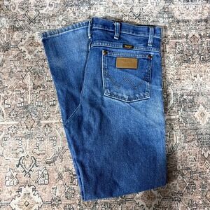 Wrangler 936DEN George Cowboy Cut Jeans Men's 34x30 Blue Denim Straight Workwear